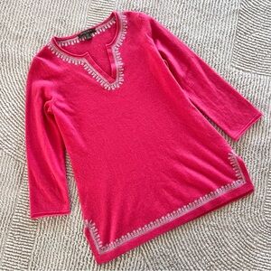 Tommy Bahama Pink Island 100% Cashmere Tunic Sweater Pineapple Women's size S